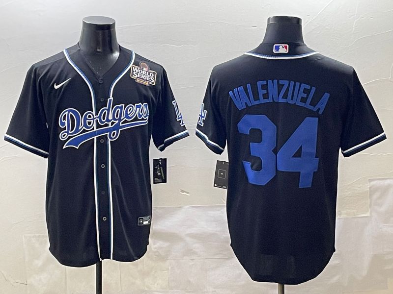 Men 2025 Los Angeles Dodgers #34 Valenzuela Black Three generations Fashion Nike MLB Jersey style 12